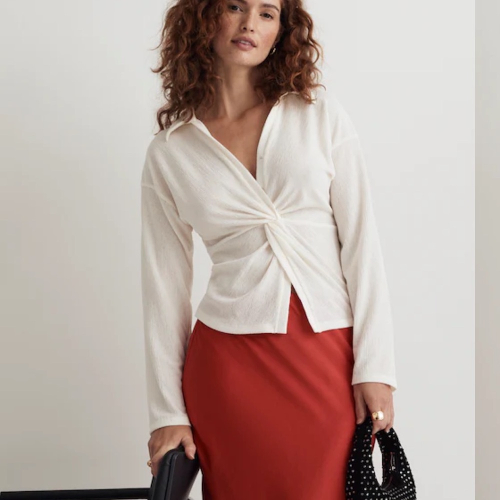 Madewell Twist-Front Long-Sleeve Top Medium